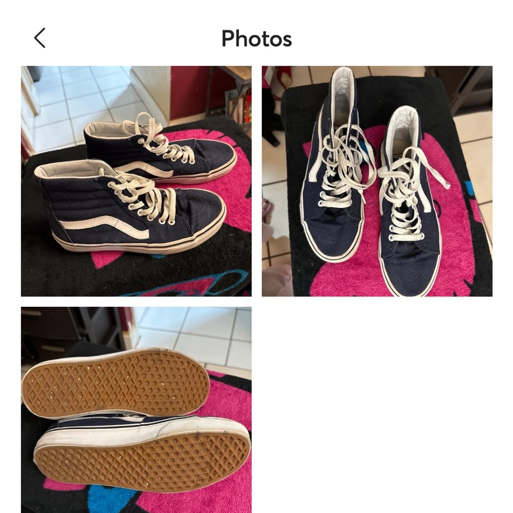 Vans Navy and White High-Top Sneakers